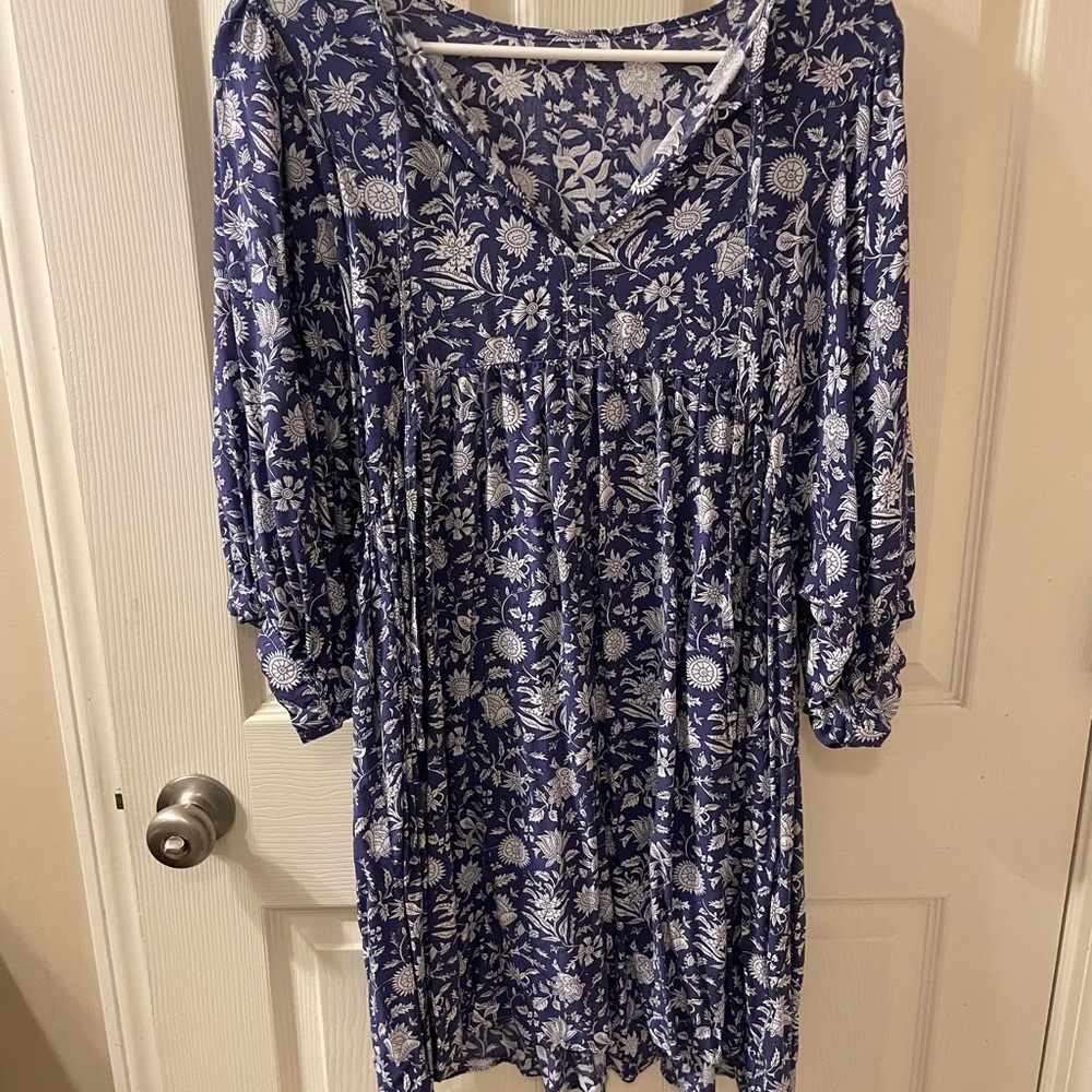 Floral Blue and White Women's Dress